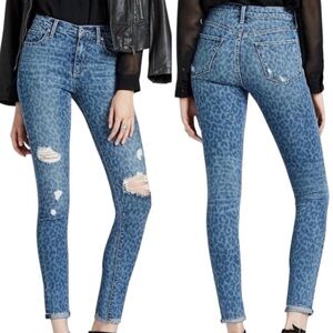 NWT Lucky Brand Bridgette Skinny Distressed Leopard Print Ankle Jeans Size 4/27